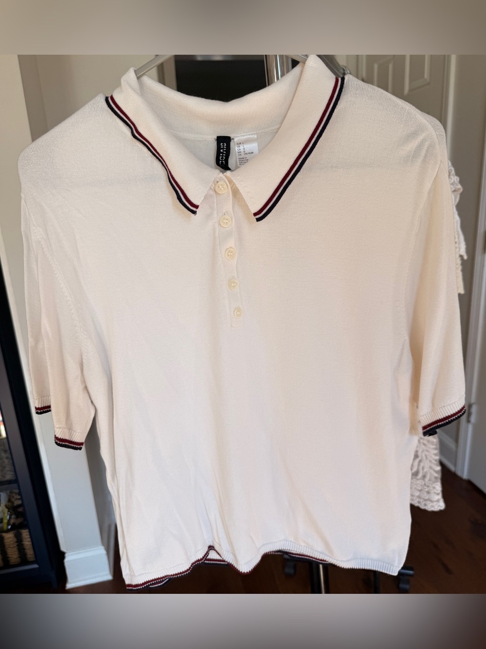 Divided Cream Polo Shirt with Contrast Trim
